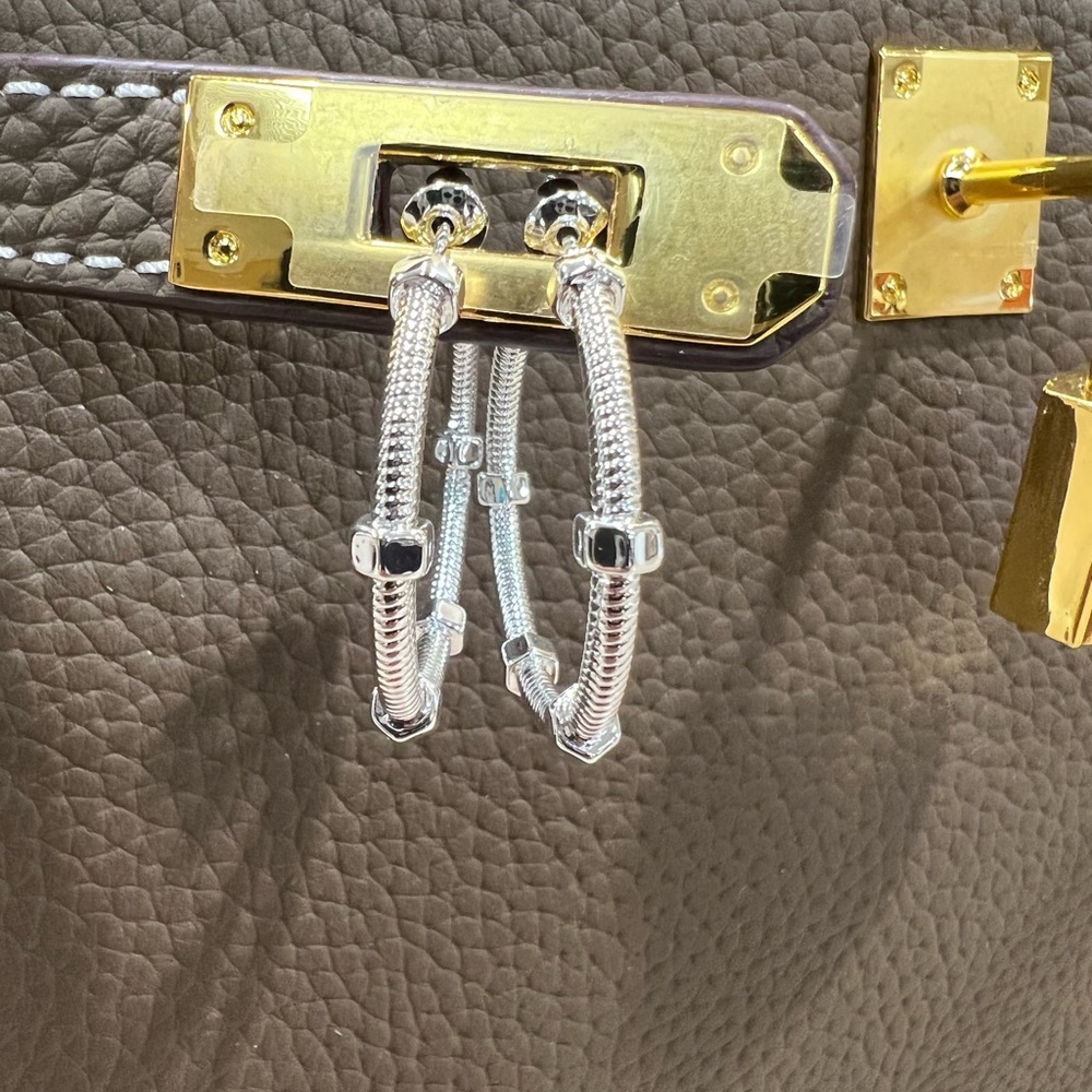 18k White Gold Plated 35mm Earrings
